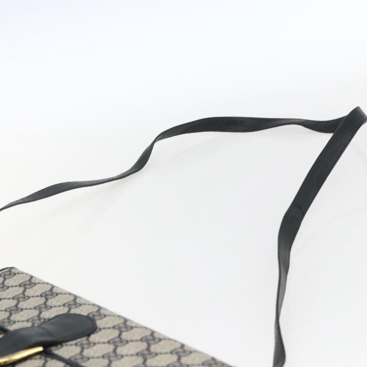 GUCCI GG Supreme Shoulder Bag PVC Navy Gold Auth 173579