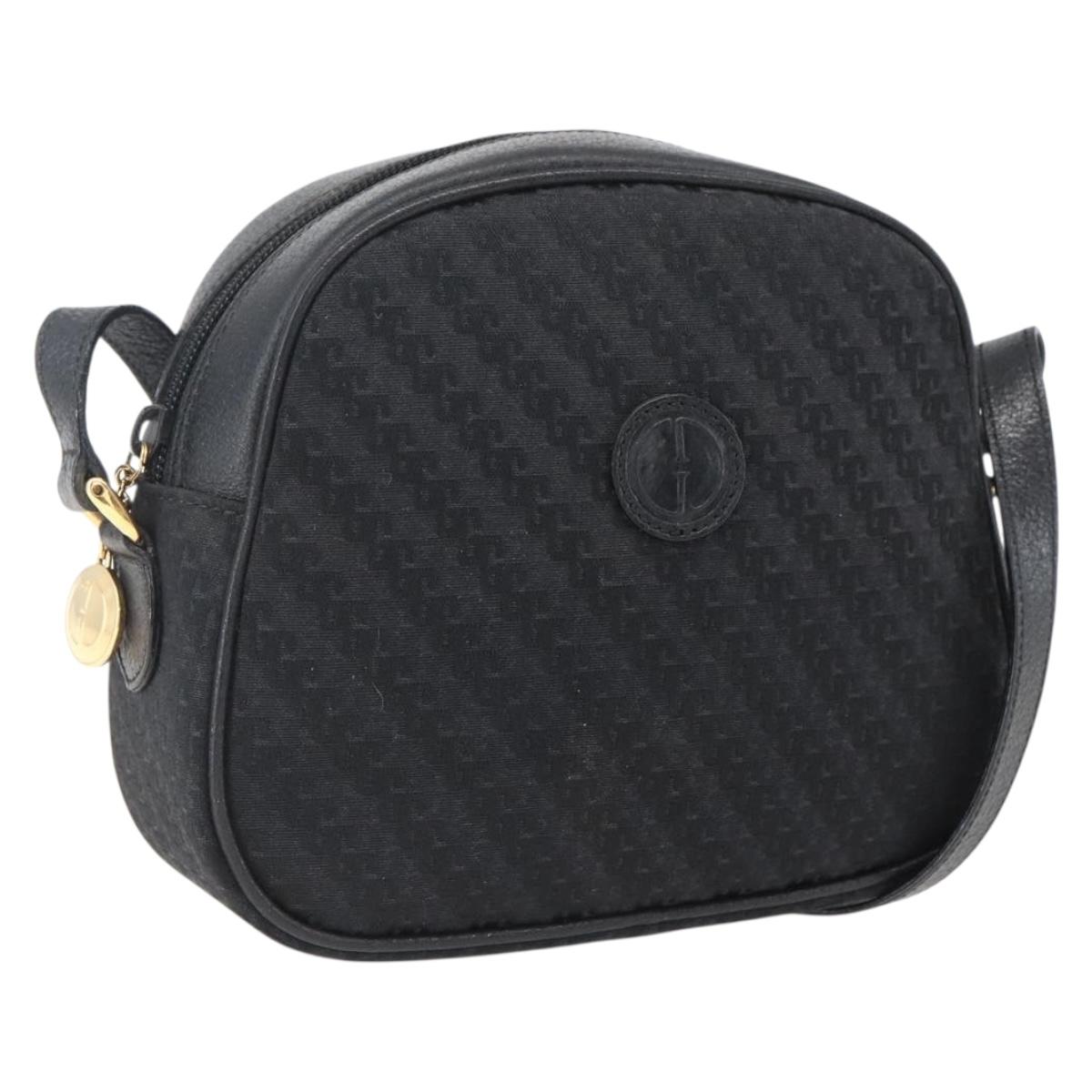 GUCCI Shoulder Bag Canvas Leather Black Gold 007 115 0175 Auth 173582