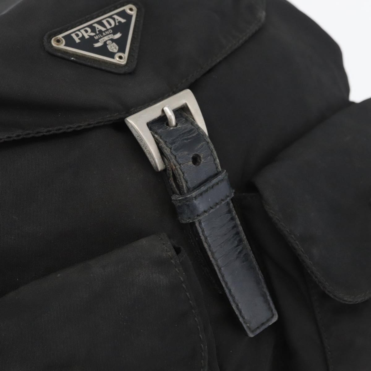 PRADA Backpack Nylon Black Silver Auth 173583
