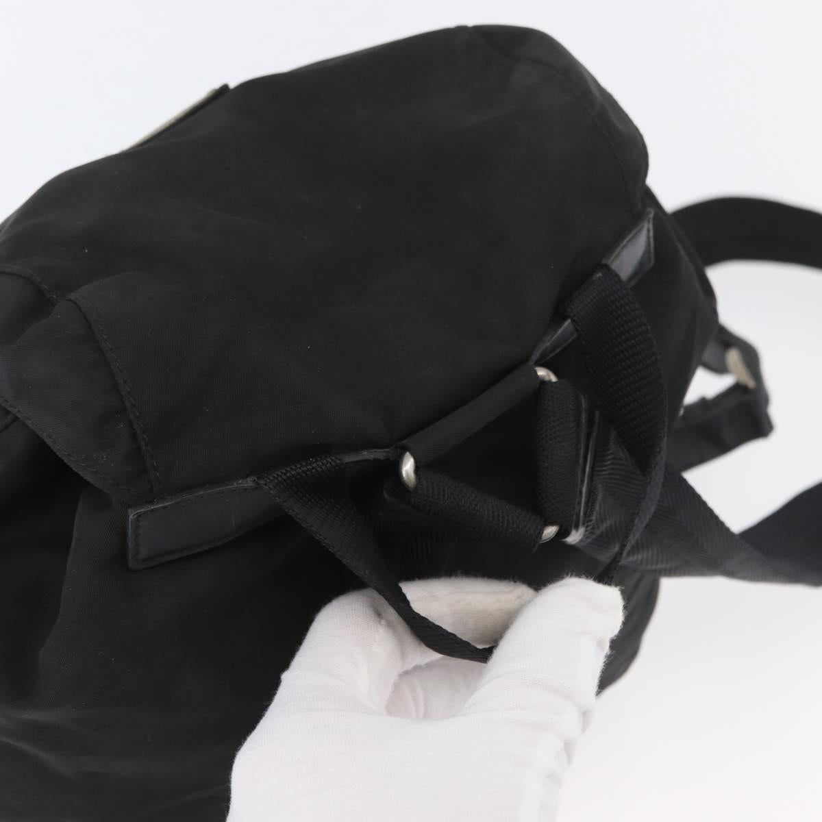 PRADA Backpack Nylon Black Silver Auth 173583