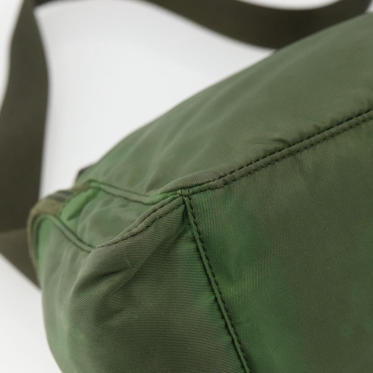 PRADA Shoulder Bag Nylon Khaki Silver Auth 173585
