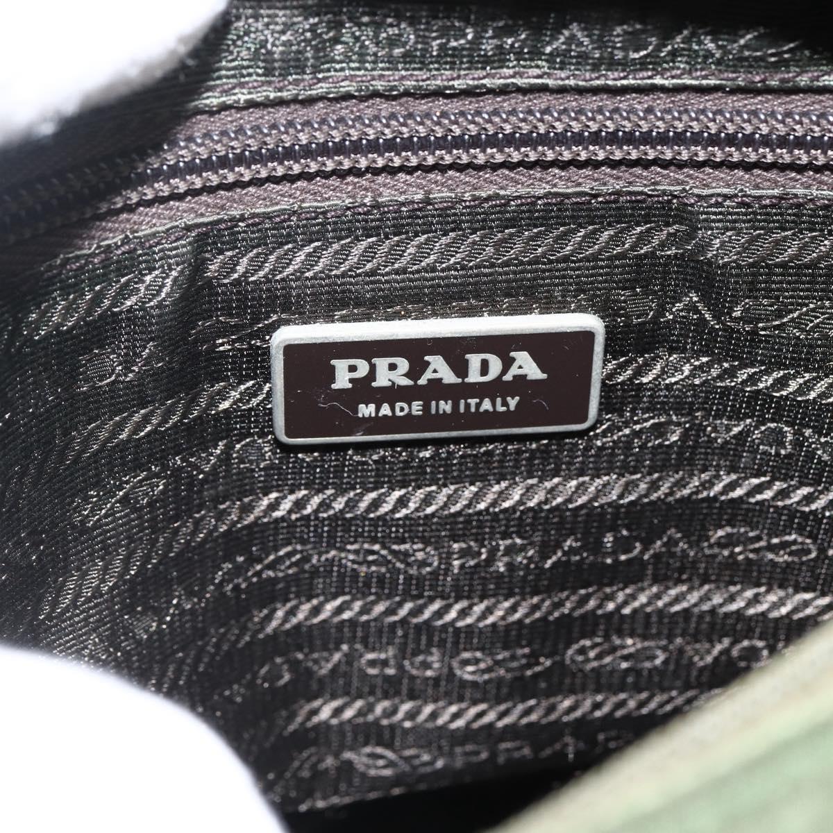 PRADA Shoulder Bag Nylon Khaki Silver Auth 173585