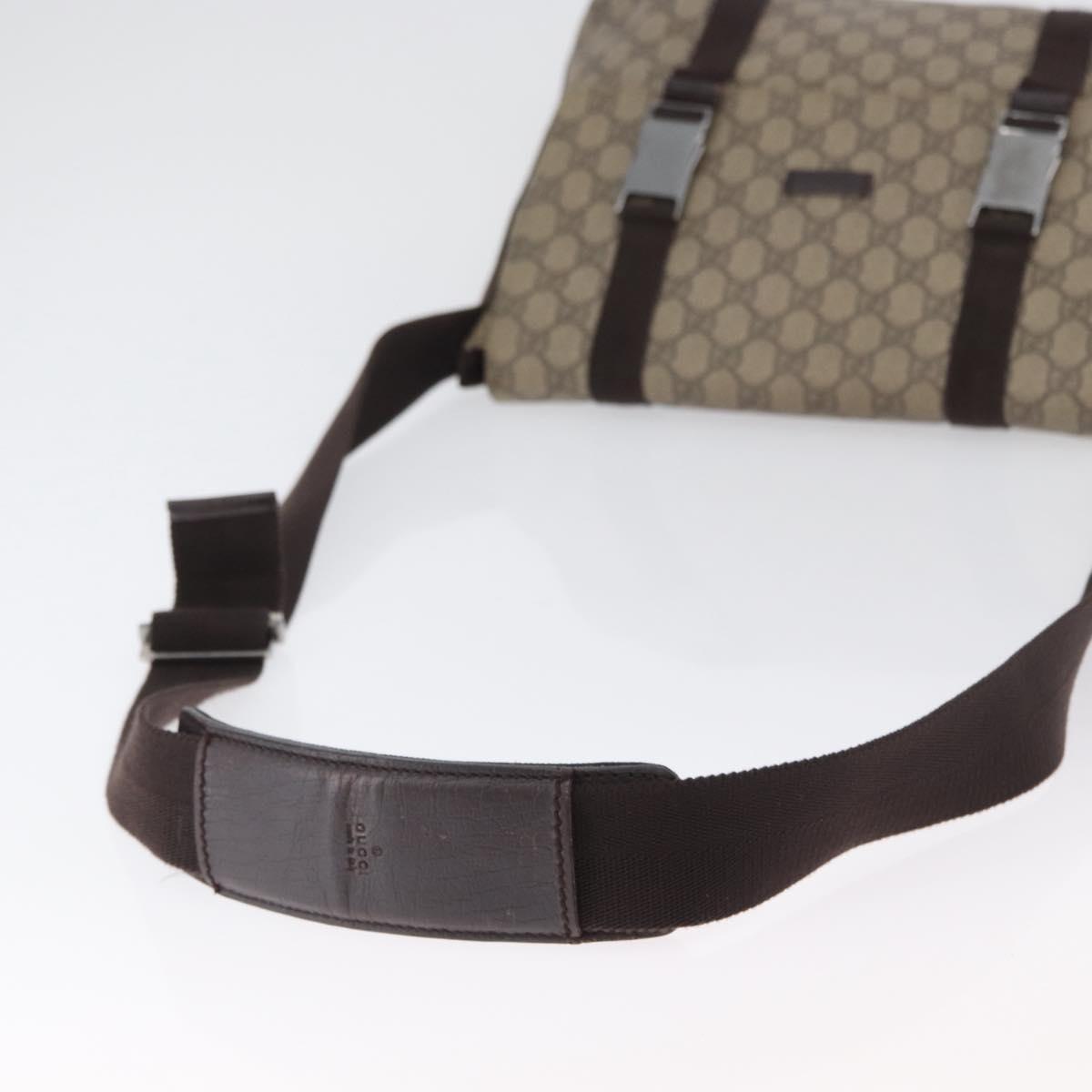 GUCCI GG Supreme Shoulder Bag PVC Leather Beige Silver 122373 Auth 173598