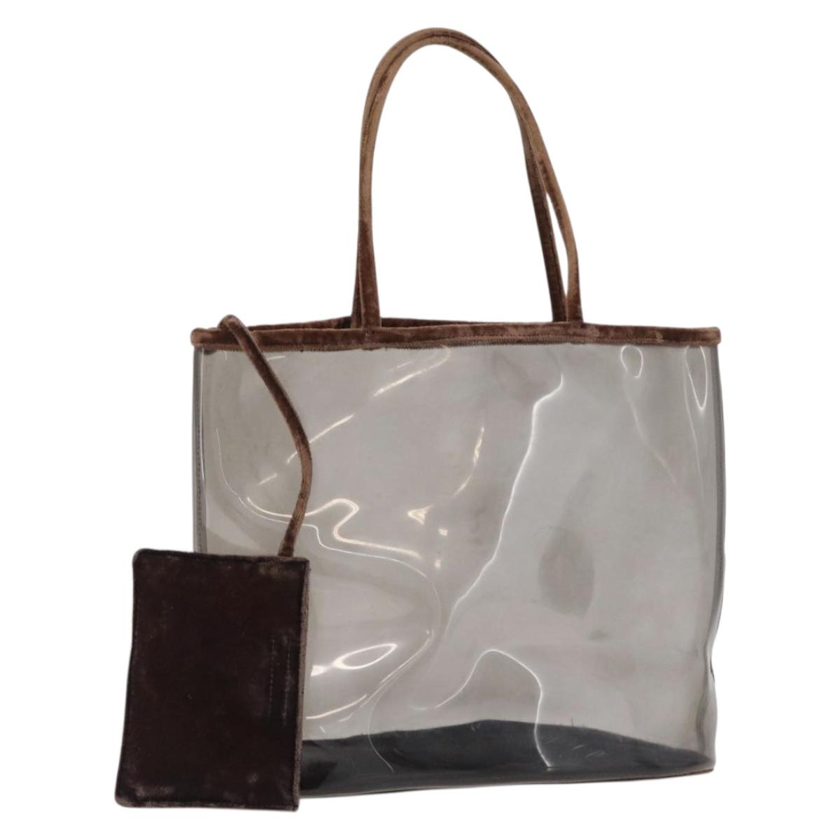 PRADA Tote Bag Velour Vinyl Brown Auth 173602