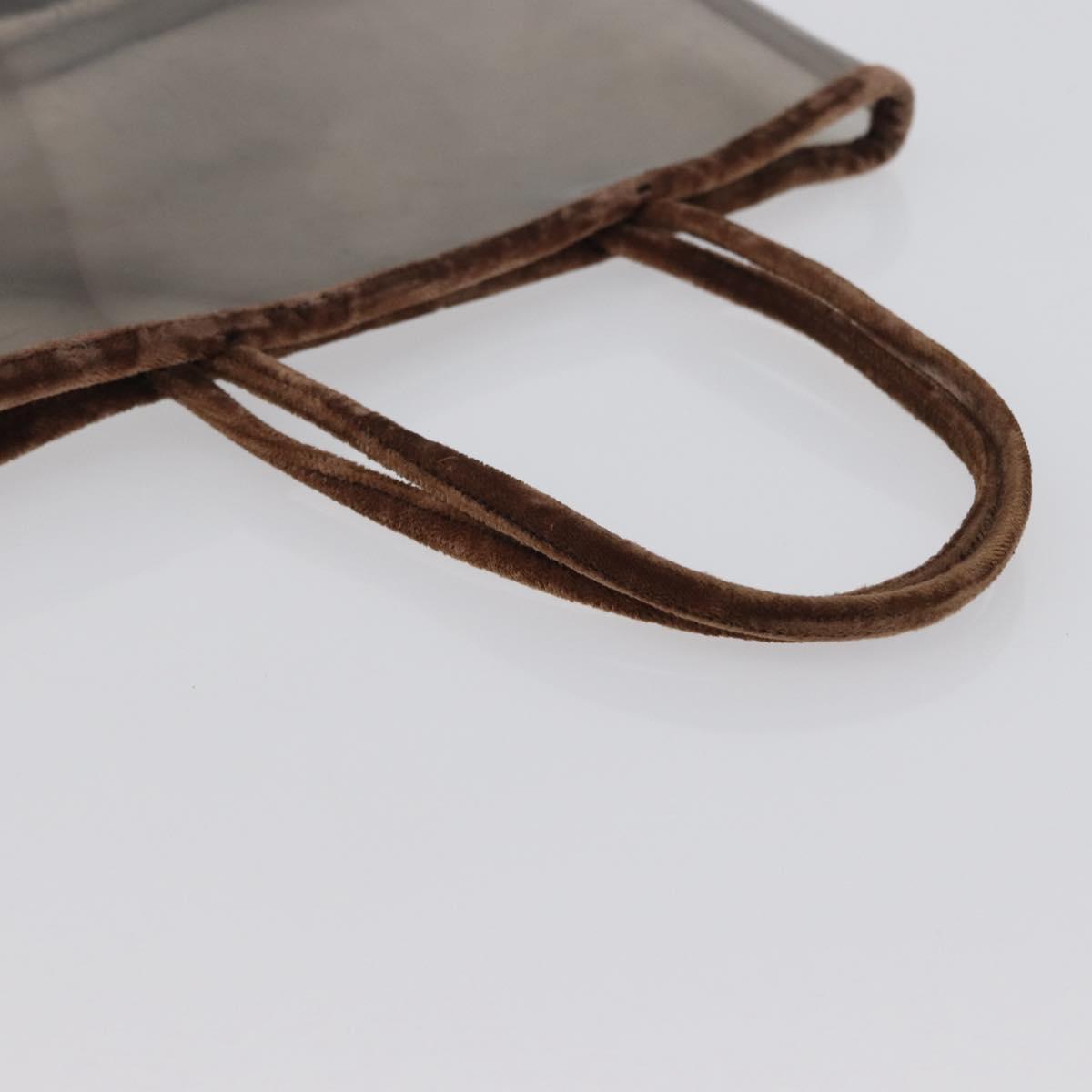 PRADA Tote Bag Velour Vinyl Brown Auth 173602