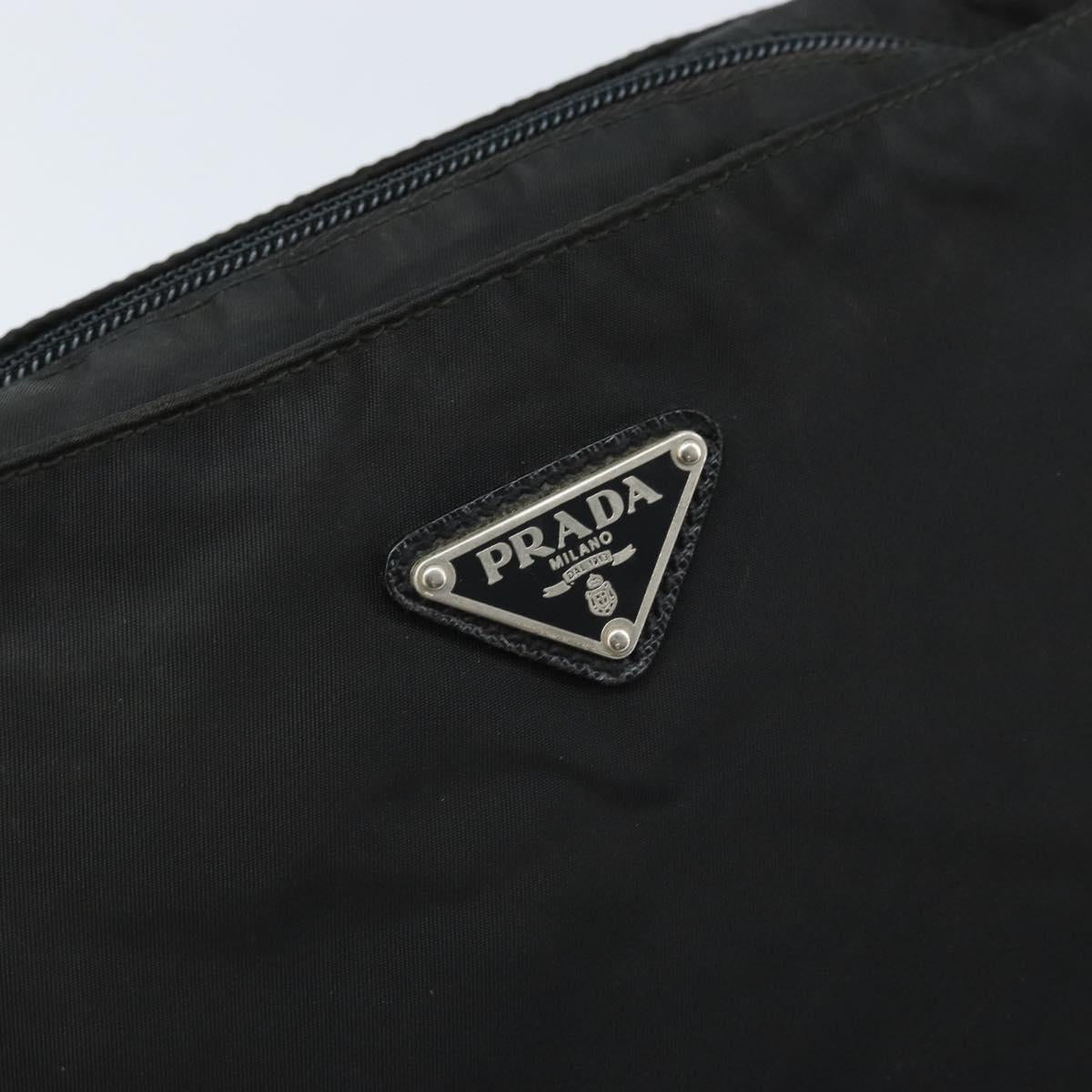 PRADA Shoulder Bag Nylon Black Silver Auth 173604