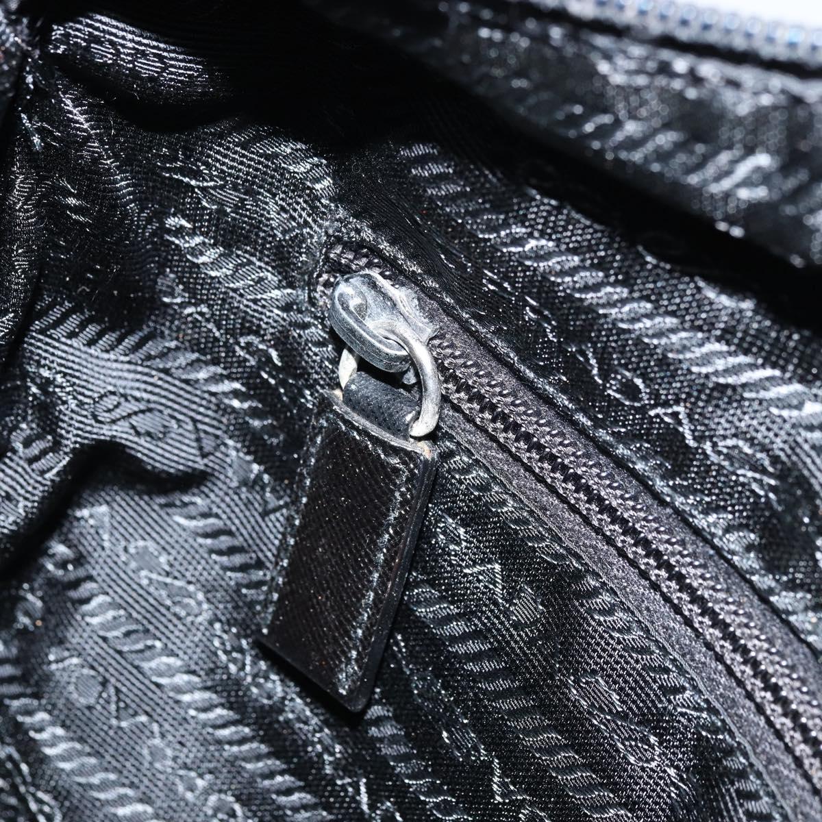 PRADA Shoulder Bag Nylon Black Silver Auth 173604
