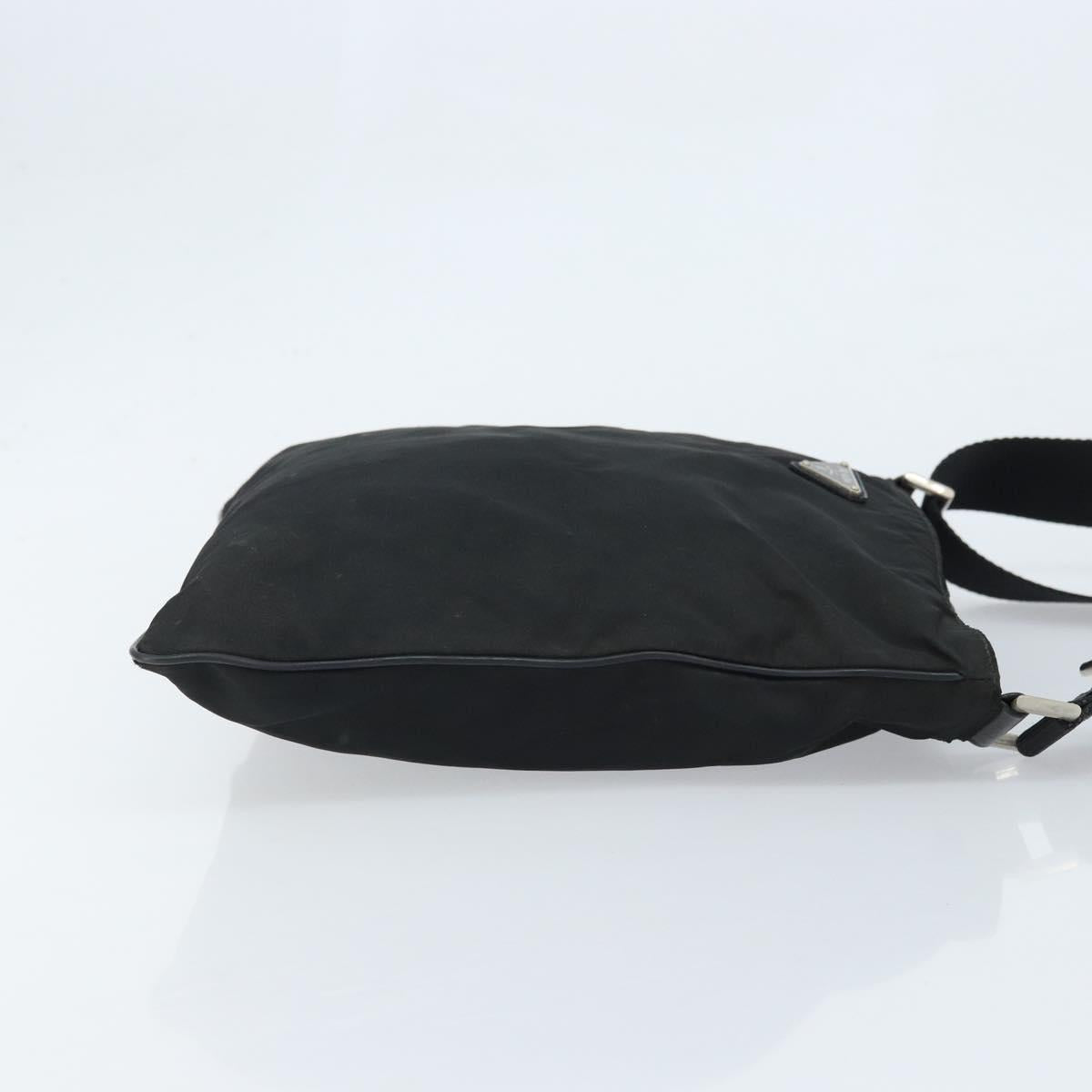 PRADA Shoulder Bag Nylon Black Silver Auth 173604