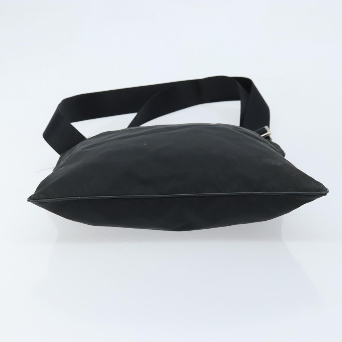 PRADA Shoulder Bag Nylon Black Silver Auth 173604