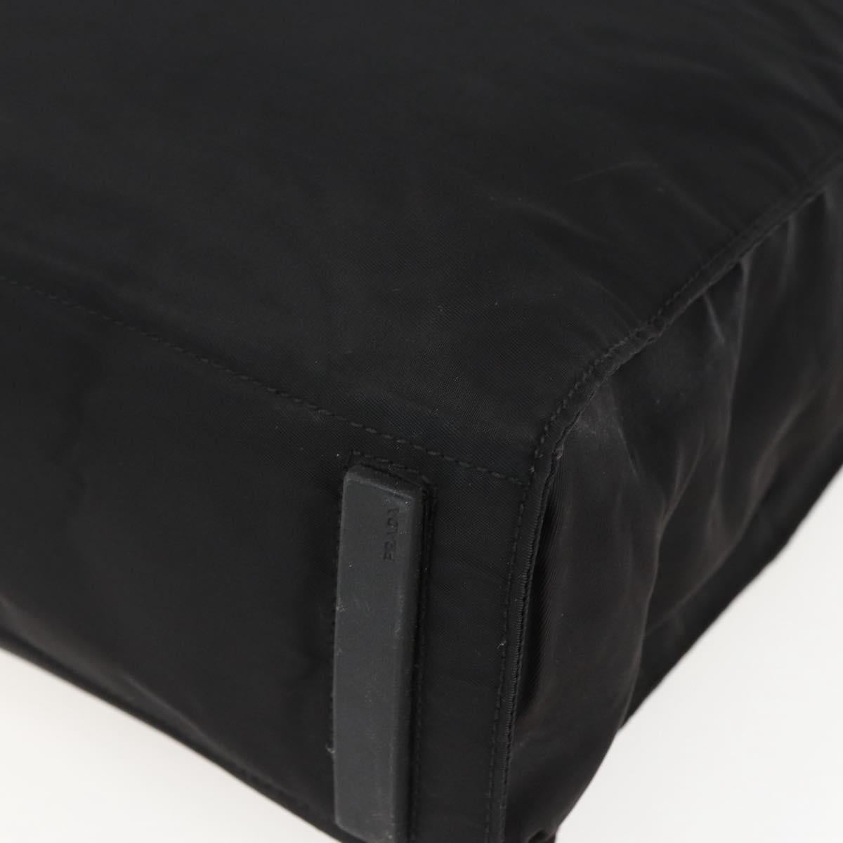 PRADA Tote Bag Nylon Leather Black Auth 173605