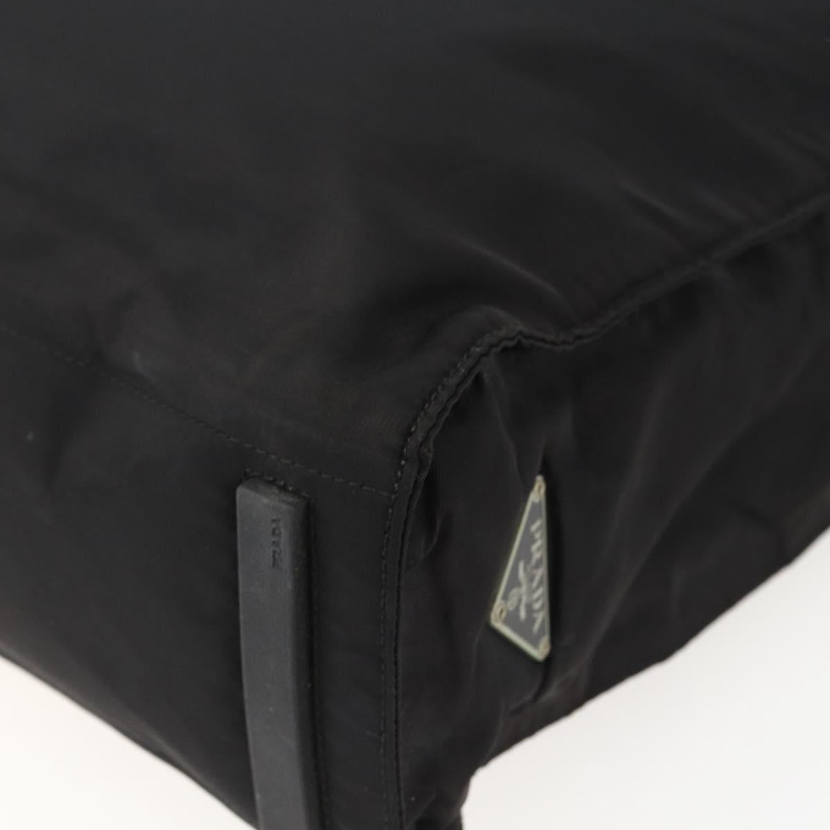 PRADA Tote Bag Nylon Leather Black Auth 173605
