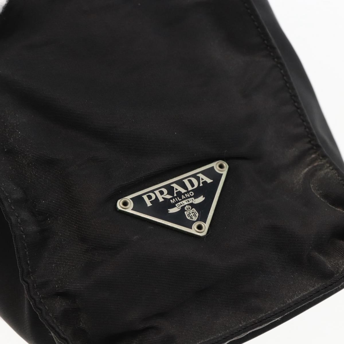 PRADA Tote Bag Nylon Leather Black Auth 173605