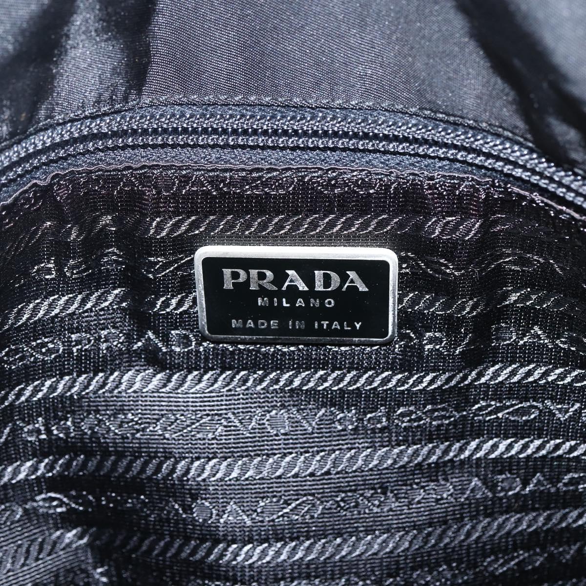 PRADA Tote Bag Nylon Leather Black Auth 173605