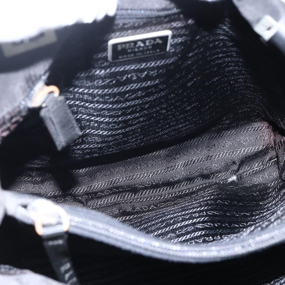 PRADA Tote Bag Nylon Leather Black Auth 173605