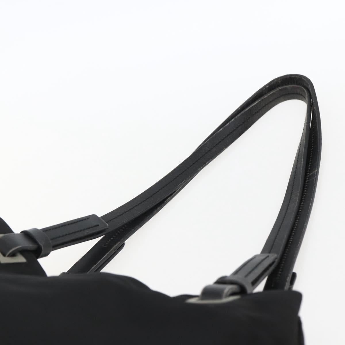 PRADA Tote Bag Nylon Leather Black Auth 173605