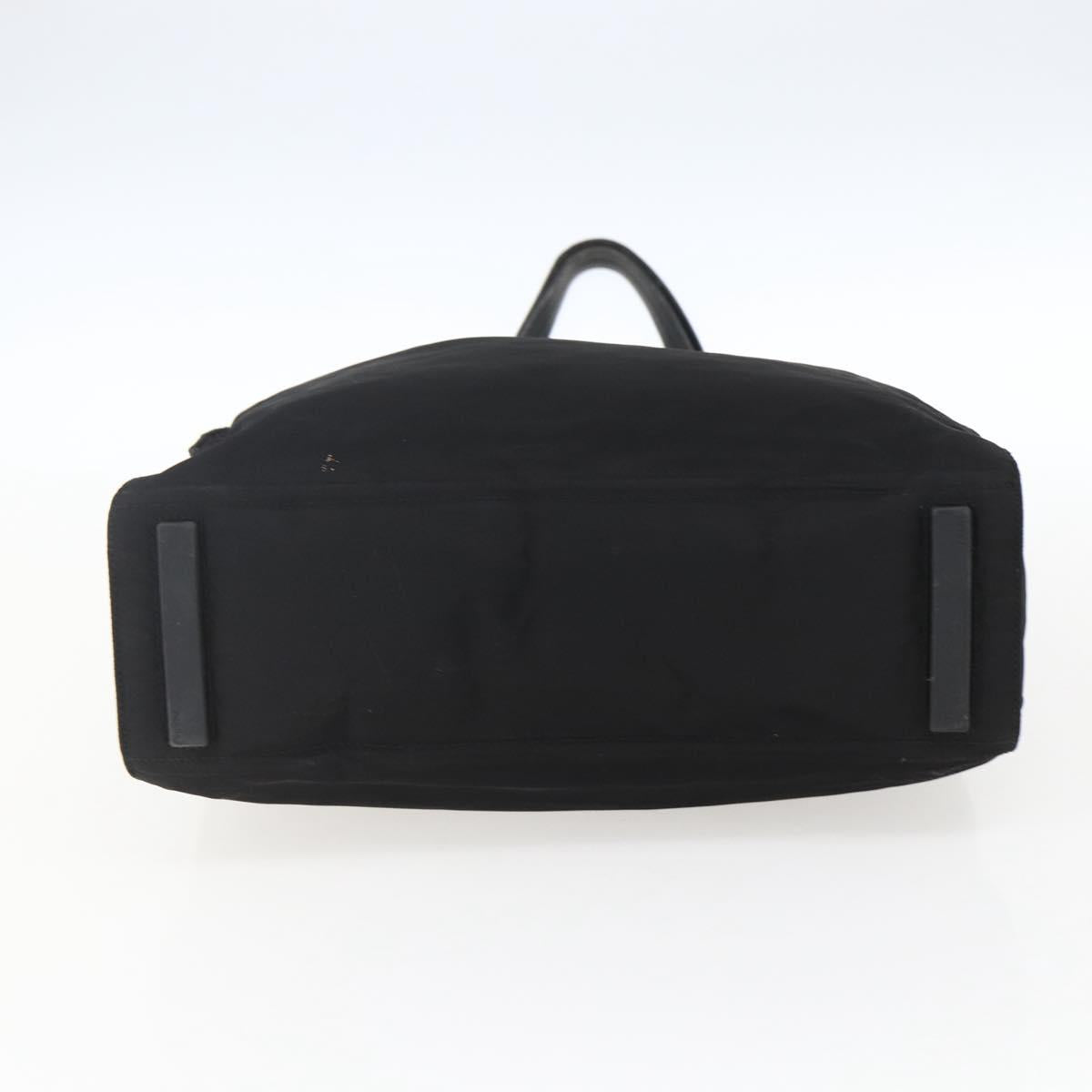 PRADA Tote Bag Nylon Leather Black Auth 173605