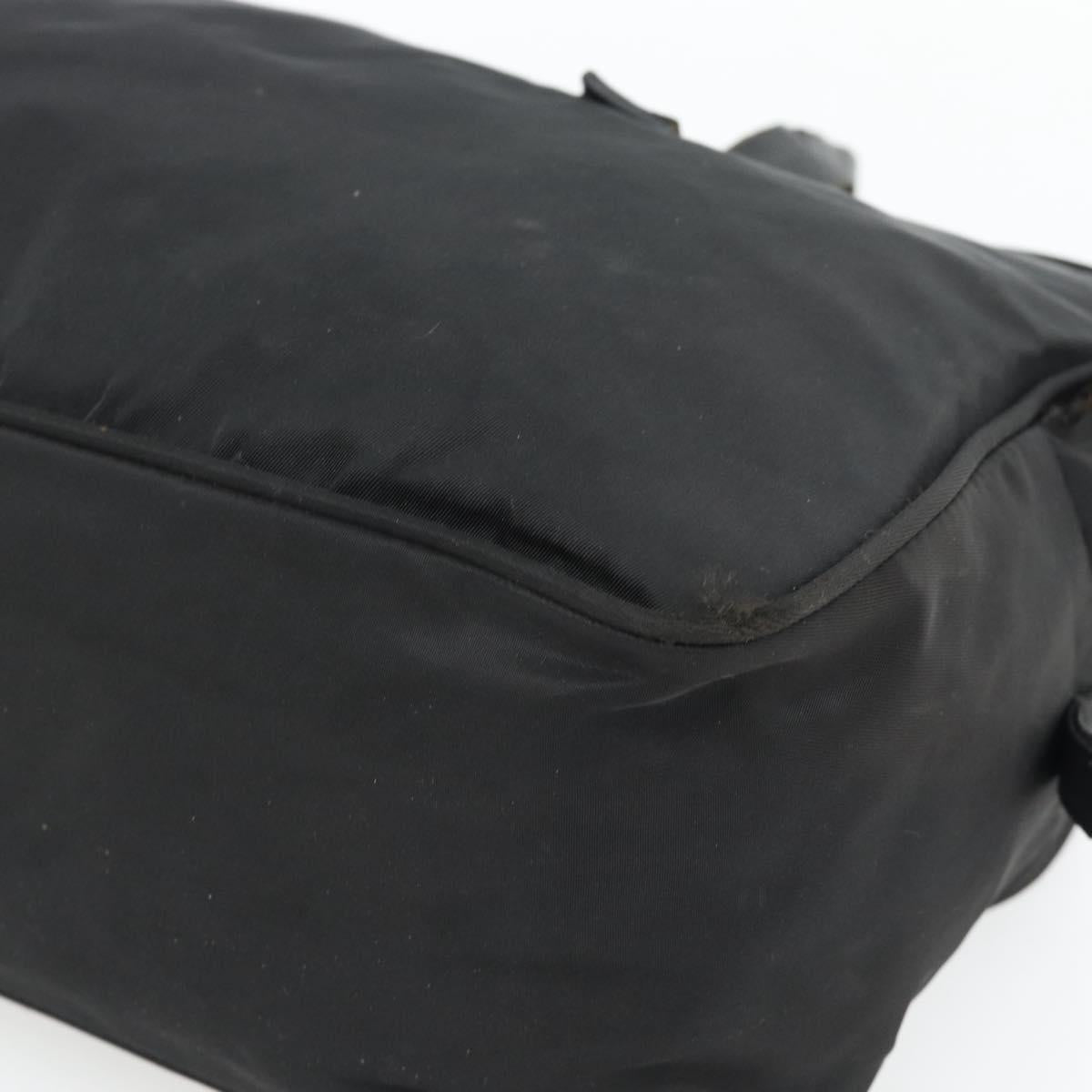 PRADA Hand Bag Nylon Black Silver Auth 173607