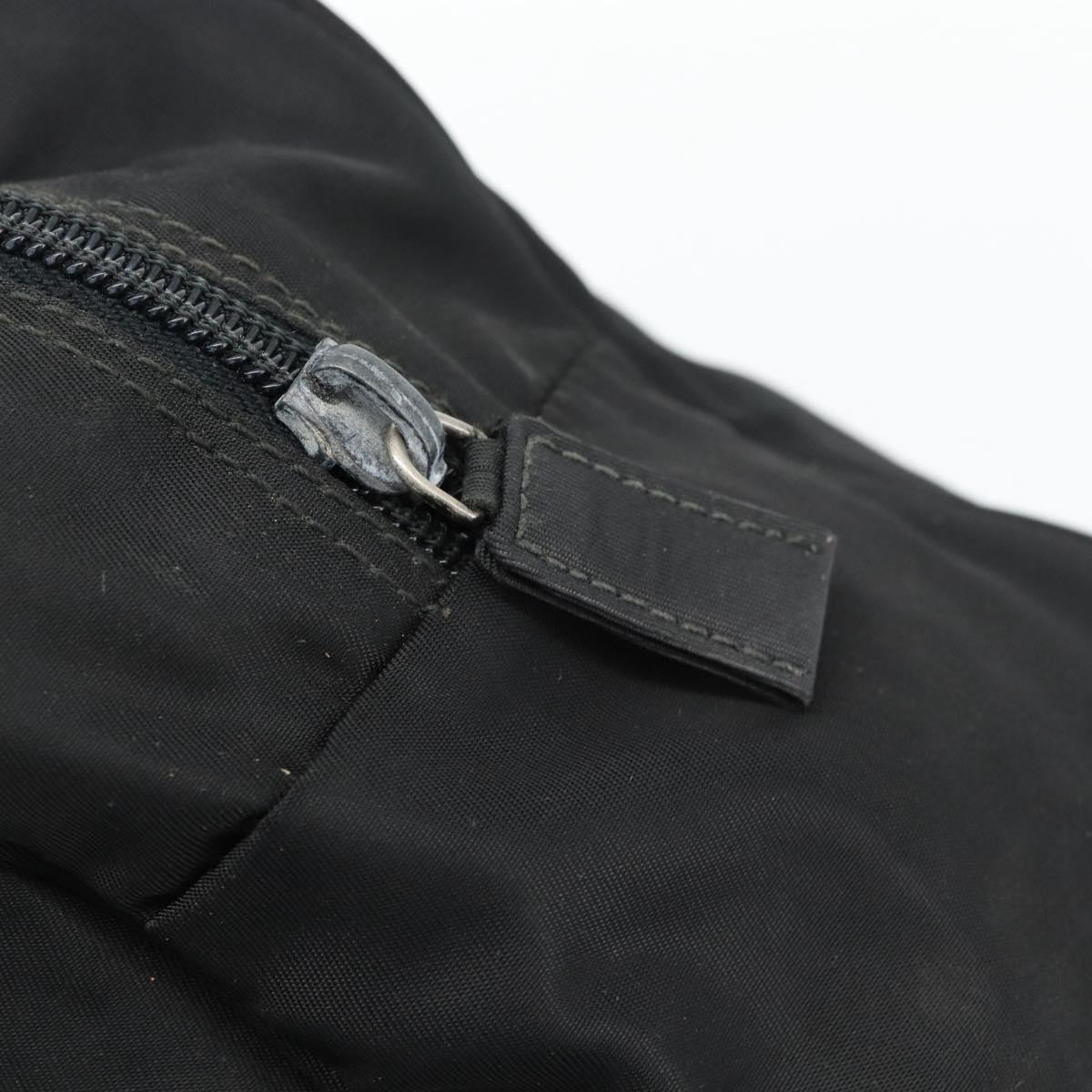 PRADA Hand Bag Nylon Black Silver Auth 173607