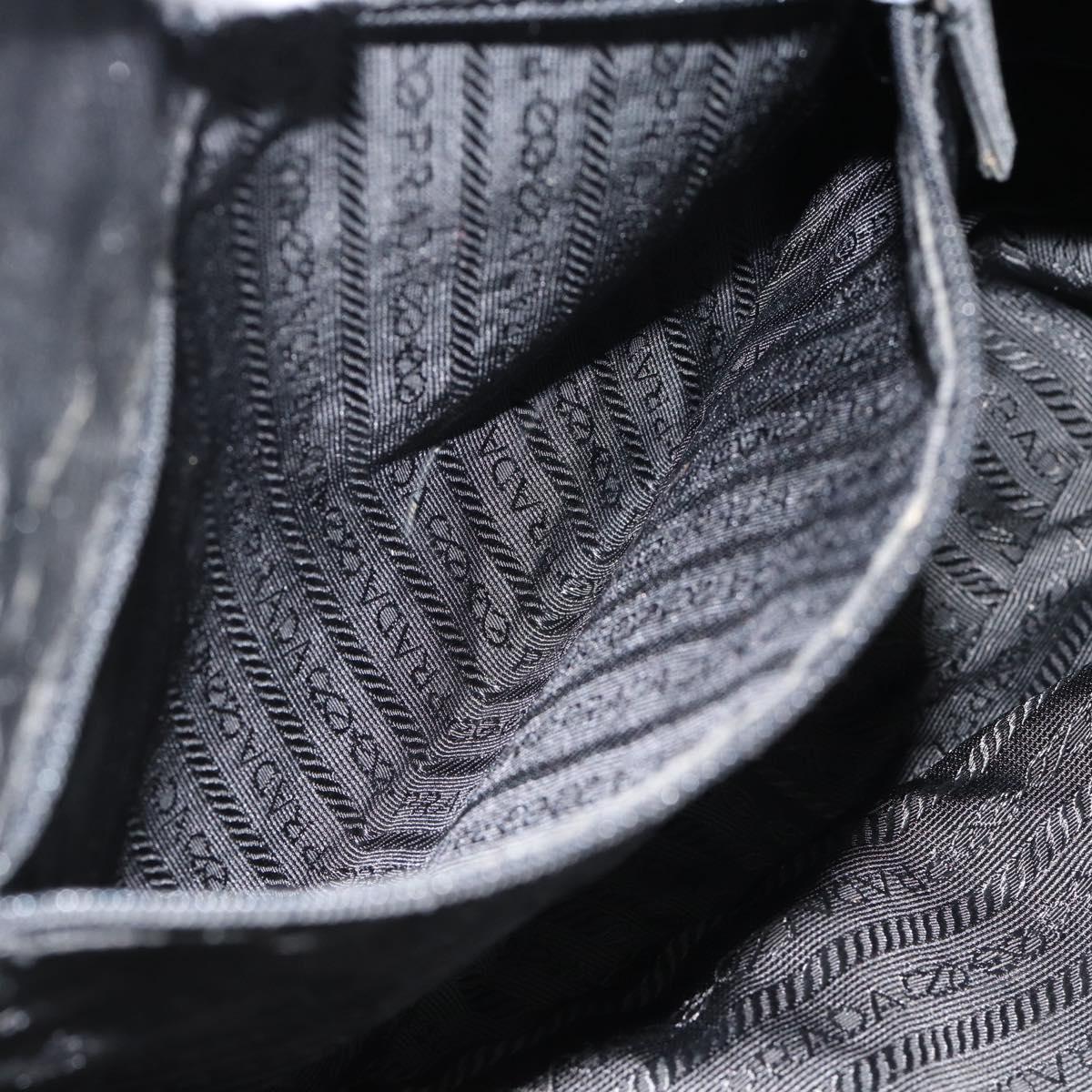 PRADA Hand Bag Nylon Black Silver Auth 173607