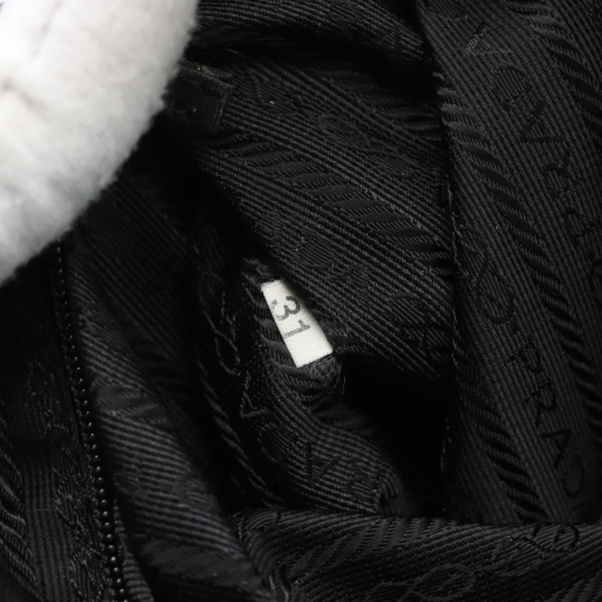 PRADA Hand Bag Nylon Black Silver Auth 173607