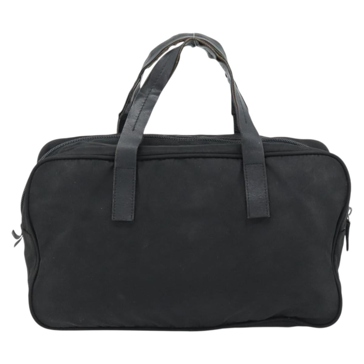 PRADA Hand Bag Nylon Black Silver Auth 173607