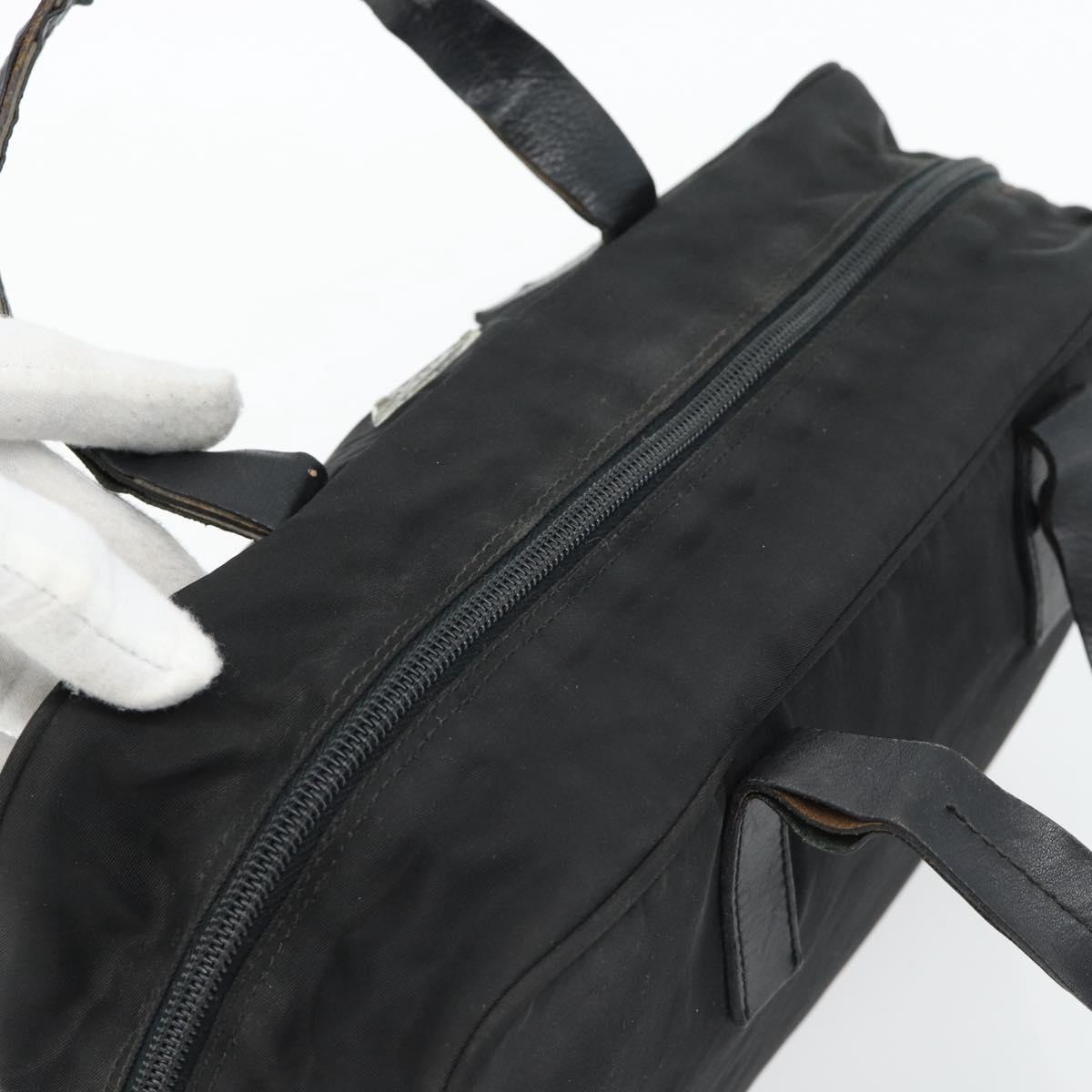 PRADA Hand Bag Nylon Black Silver Auth 173607