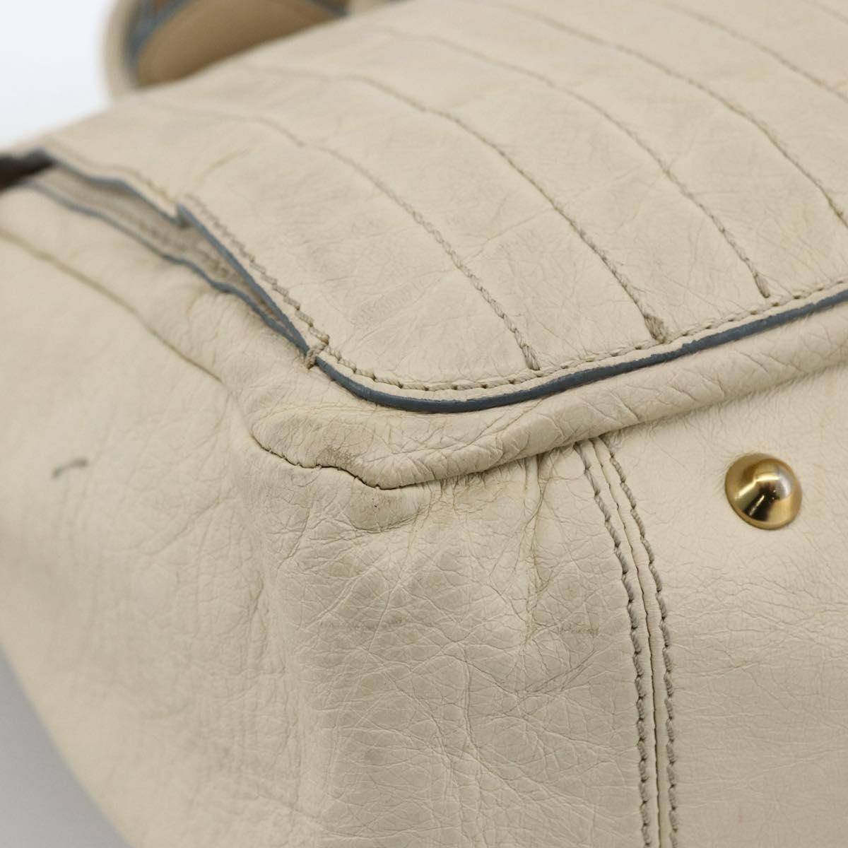 Chloe Tote Bag Leather Ivory Gold Auth 173609