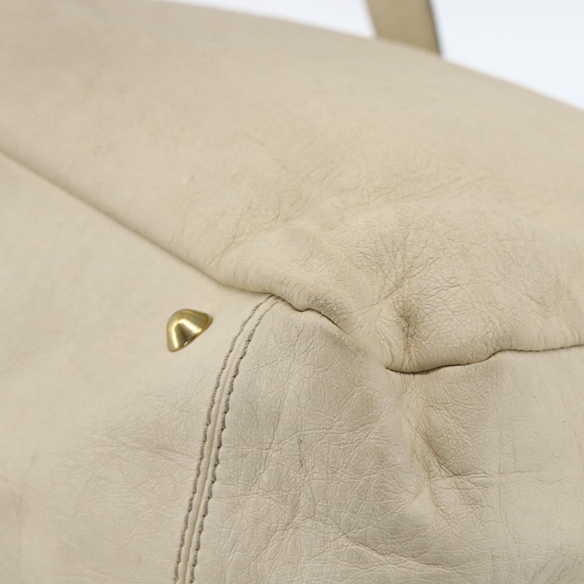 Chloe Tote Bag Leather Ivory Gold Auth 173609