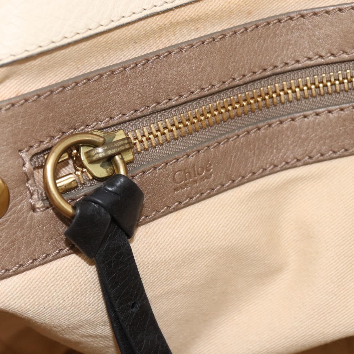 Chloe Tote Bag Leather Ivory Gold Auth 173609