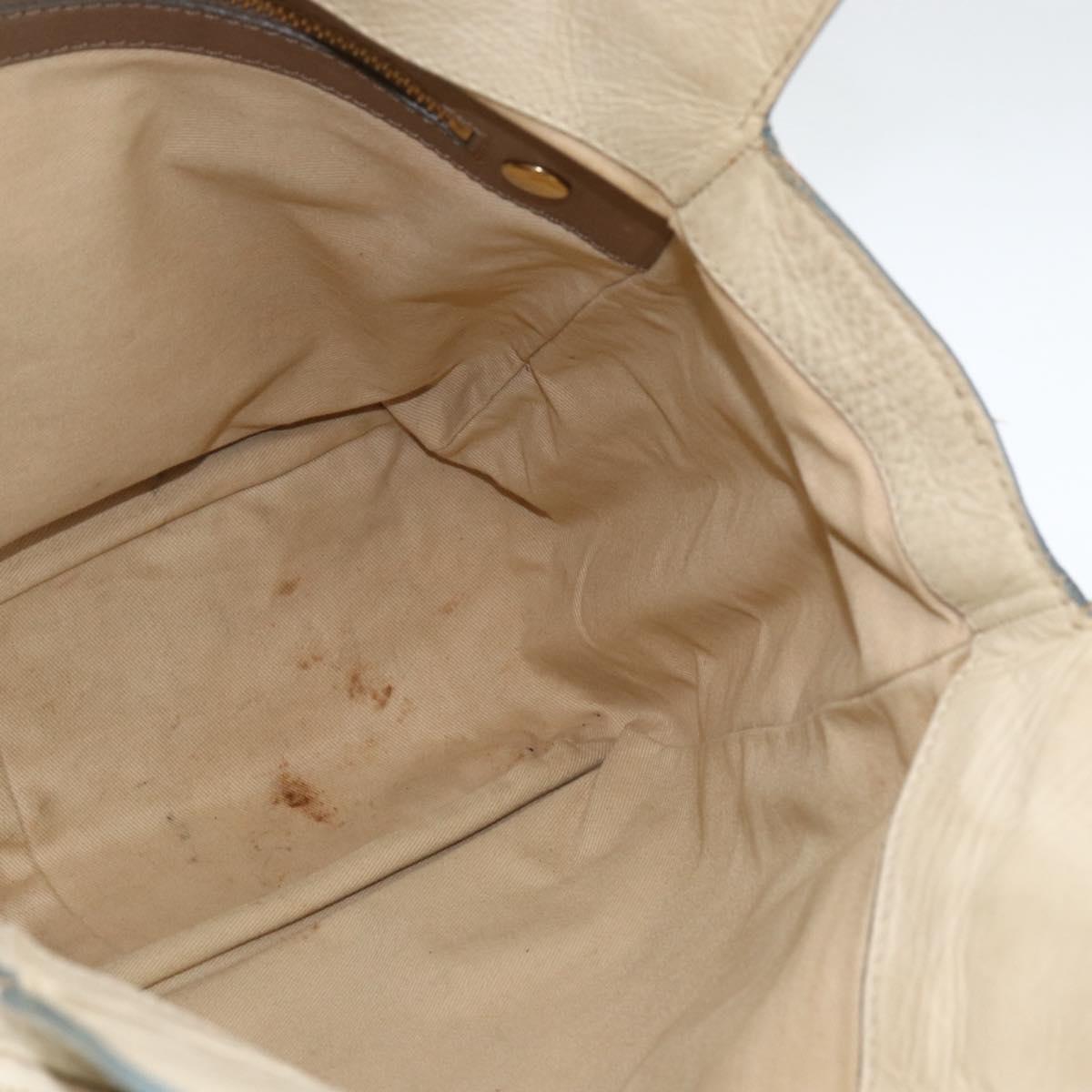 Chloe Tote Bag Leather Ivory Gold Auth 173609