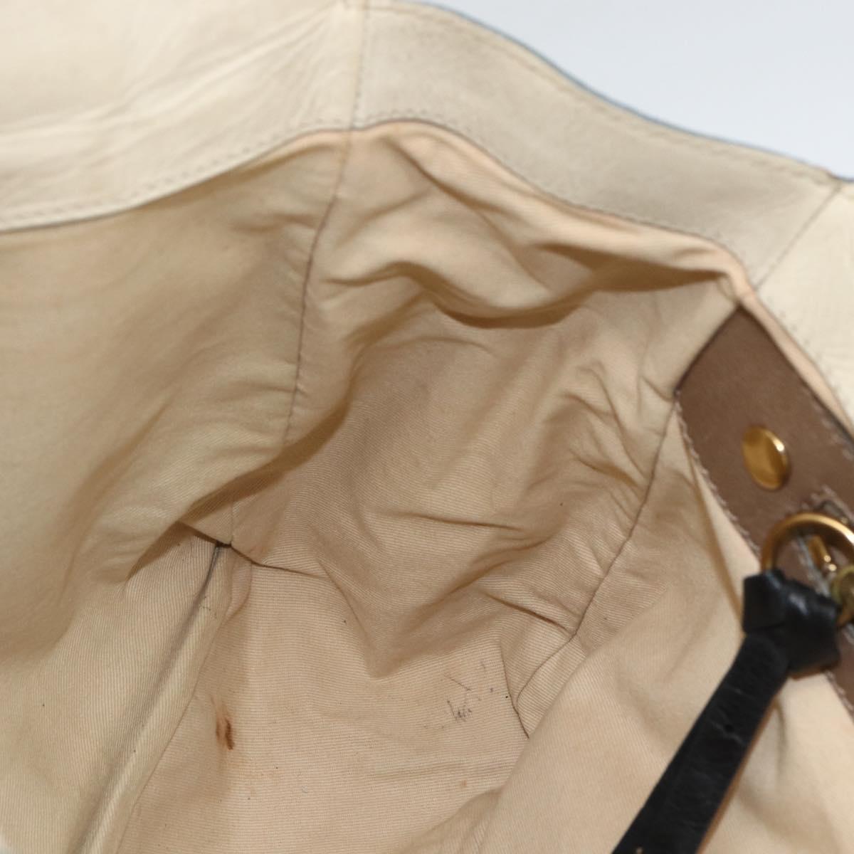 Chloe Tote Bag Leather Ivory Gold Auth 173609