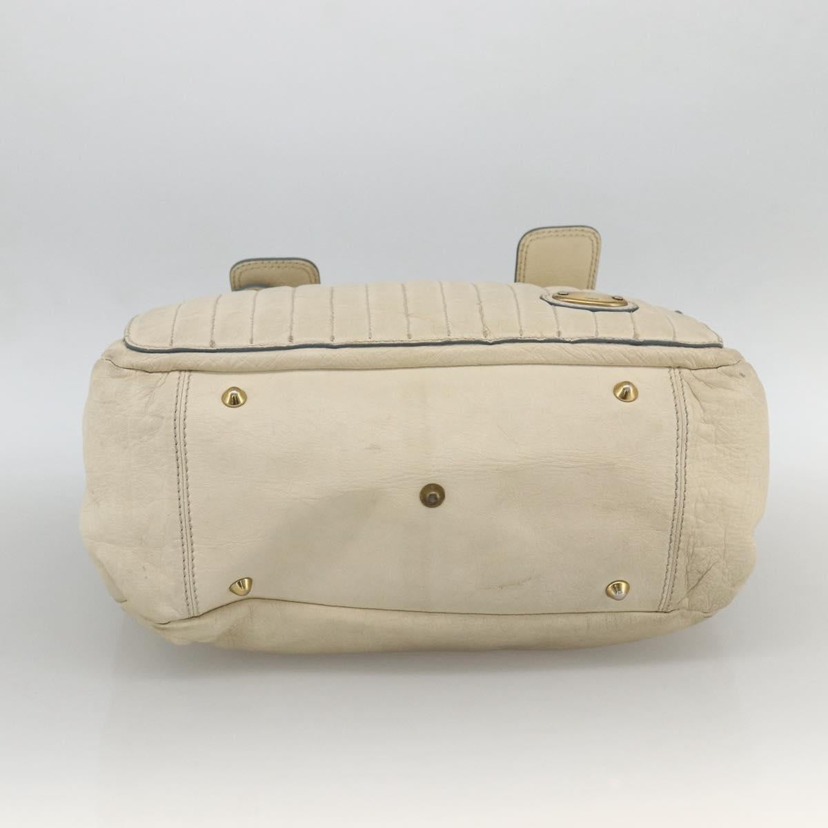 Chloe Tote Bag Leather Ivory Gold Auth 173609