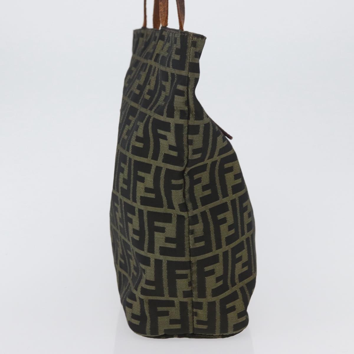 FENDI Zucca Canvas Tote Bag Brown Black Auth 173610