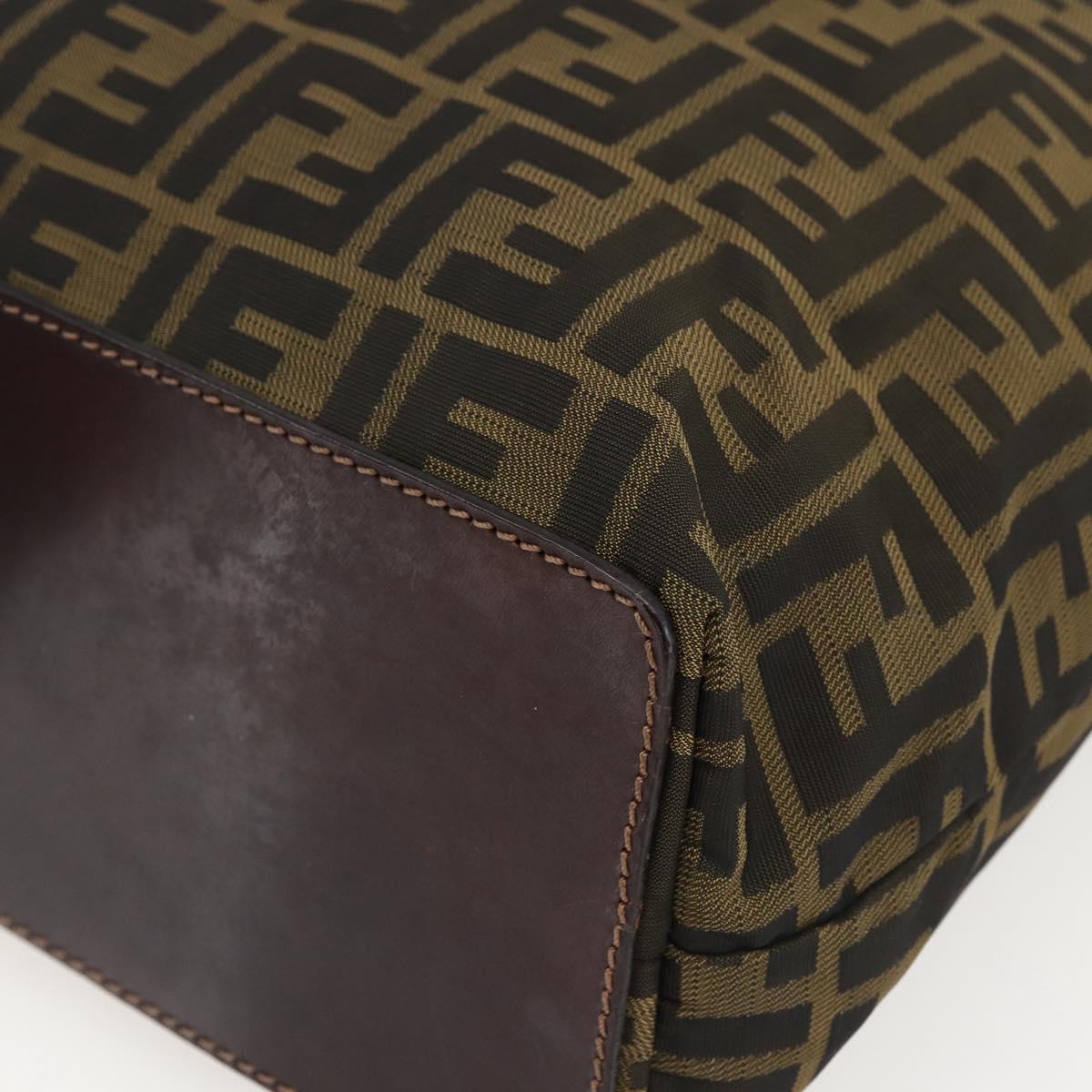 FENDI Zucca Canvas Tote Bag Brown Black Auth 173613