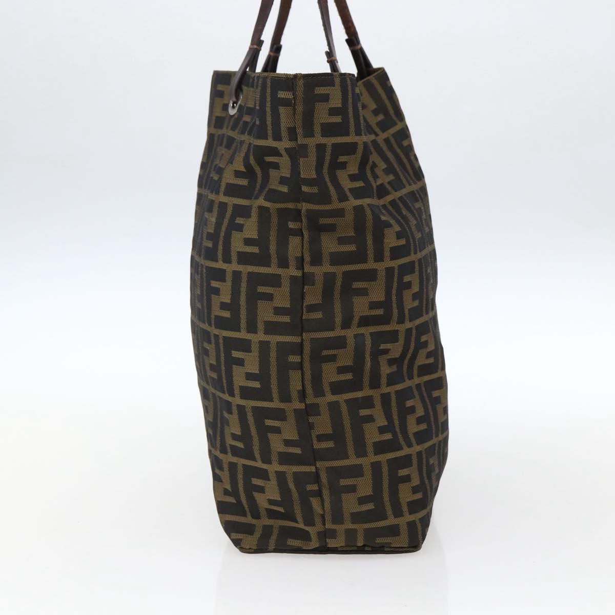 FENDI Zucca Canvas Tote Bag Brown Black Auth 173613
