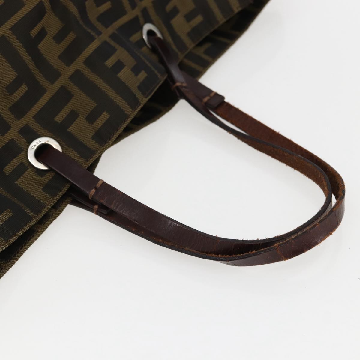 FENDI Zucca Canvas Tote Bag Brown Black Auth 173613