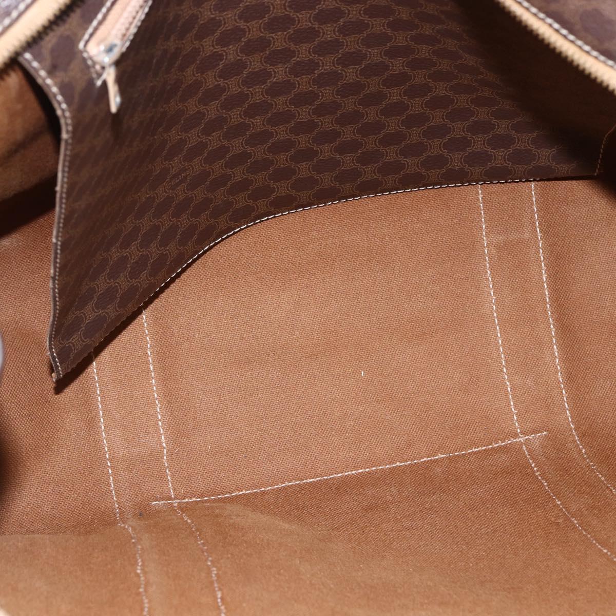 CELINE Macadam Canvas Tote Bag PVC Leather Brown Gold Auth 173615