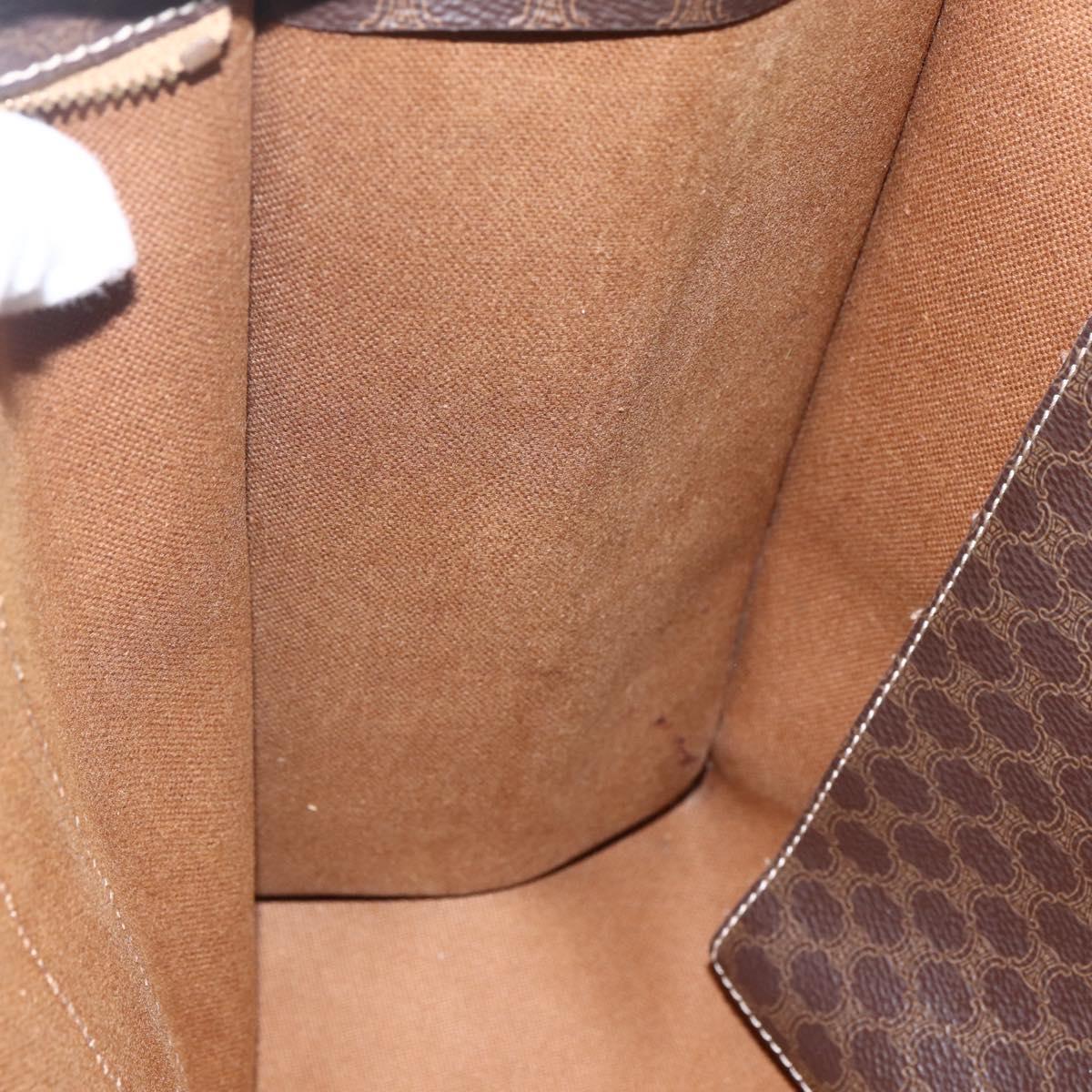 CELINE Macadam Canvas Tote Bag PVC Leather Brown Gold Auth 173615