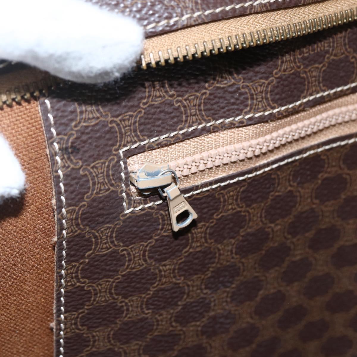 CELINE Macadam Canvas Tote Bag PVC Leather Brown Gold Auth 173615