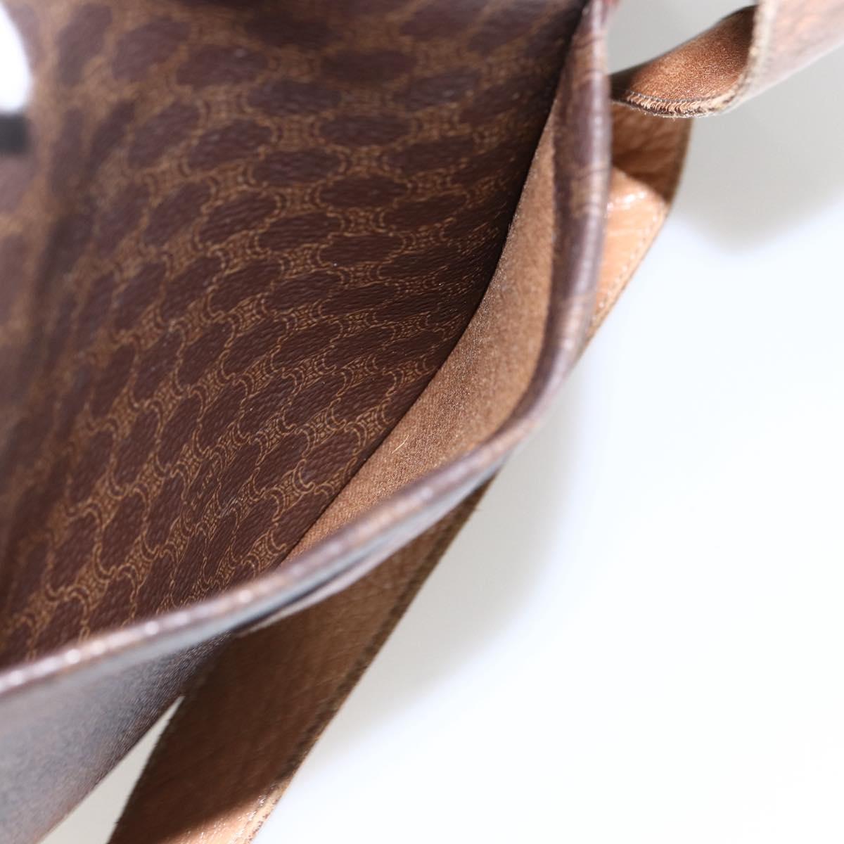CELINE Macadam Canvas Tote Bag PVC Leather Brown Gold Auth 173615