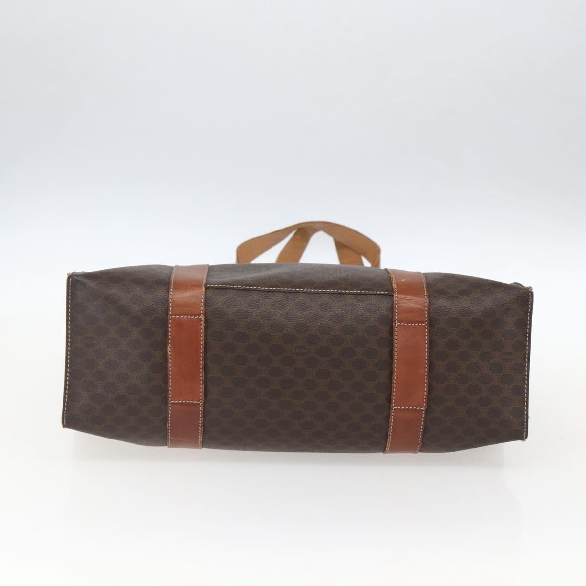 CELINE Macadam Canvas Tote Bag PVC Leather Brown Gold Auth 173615