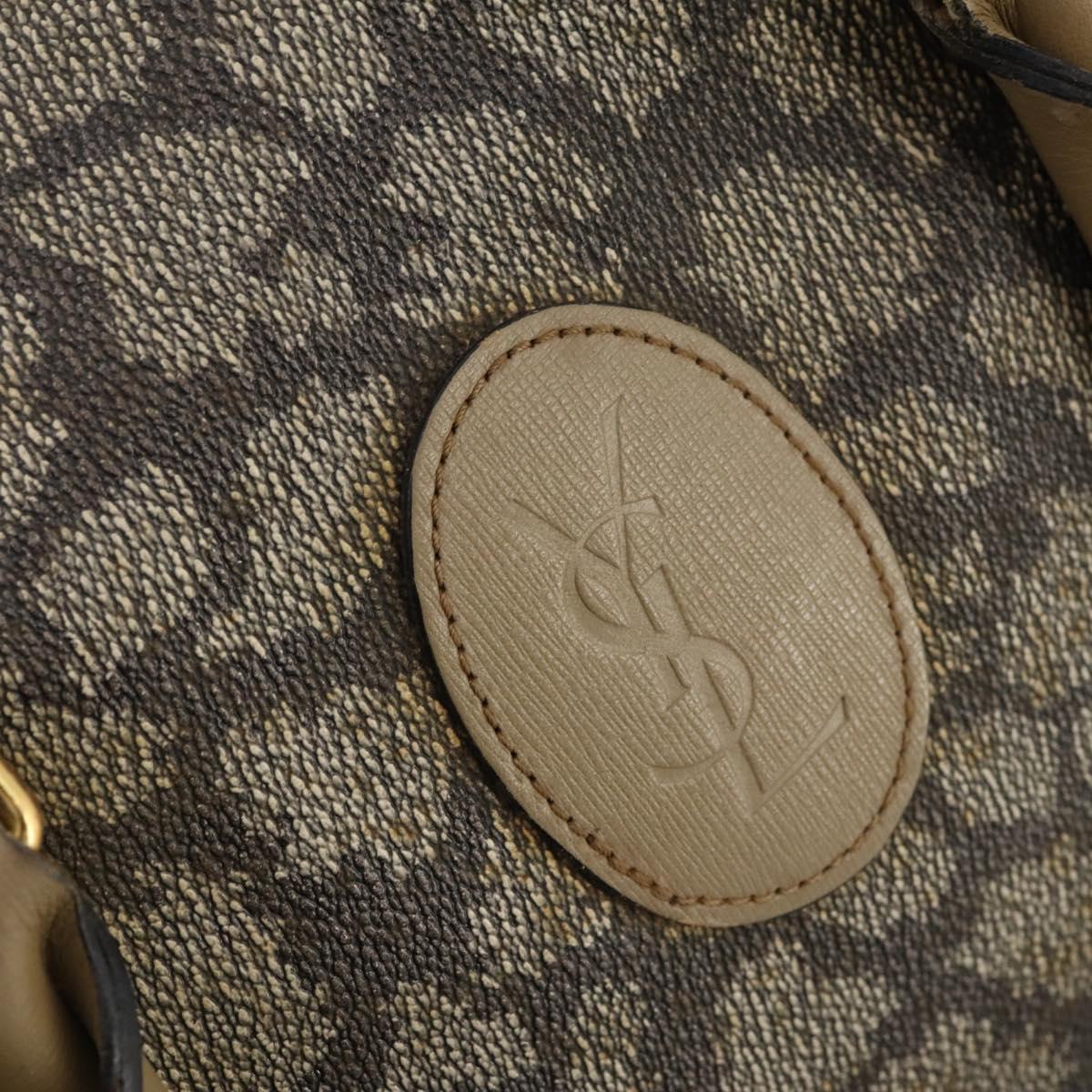 SAINT LAURENT Boston Bag PVC Leather Beige Gray Auth 173616