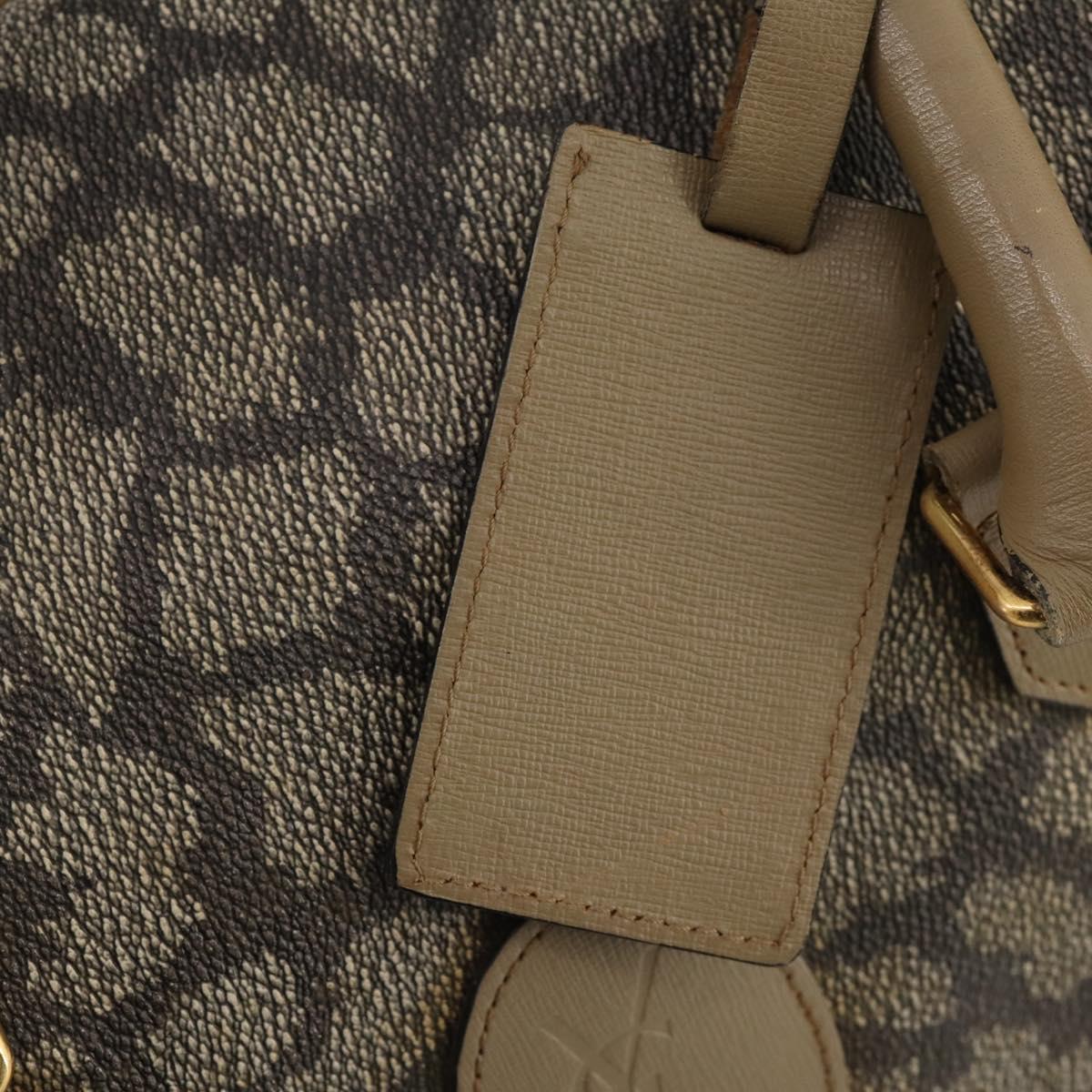 SAINT LAURENT Boston Bag PVC Leather Beige Gray Auth 173616