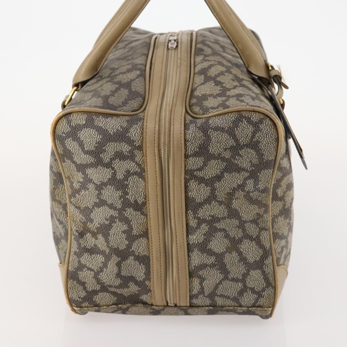 SAINT LAURENT Boston Bag PVC Leather Beige Gray Auth 173616
