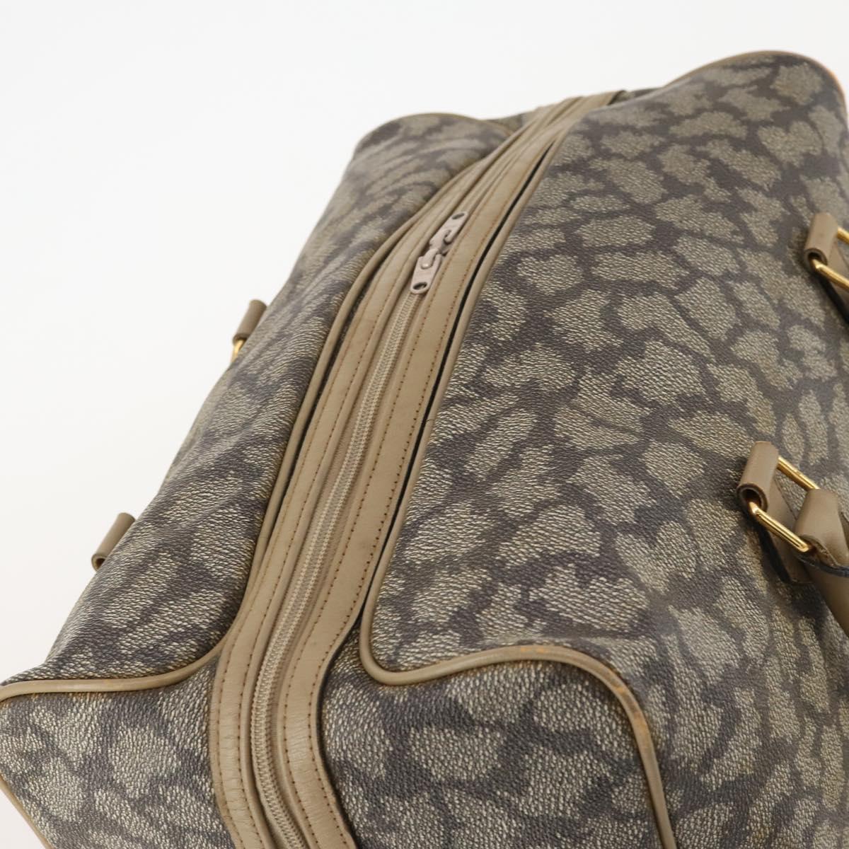 SAINT LAURENT Boston Bag PVC Leather Beige Gray Auth 173616
