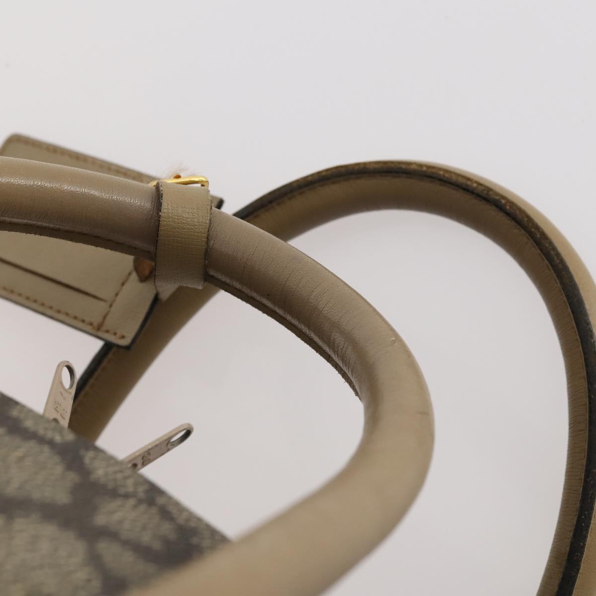 SAINT LAURENT Boston Bag PVC Leather Beige Gray Auth 173616