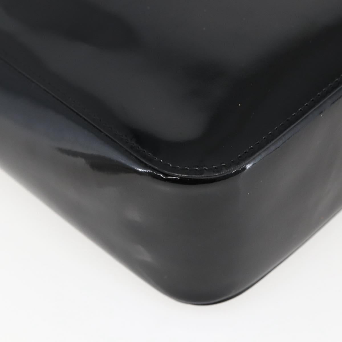 GUCCI Bamboo Hand Bag Patent leather Black 002 1061 Auth 173619