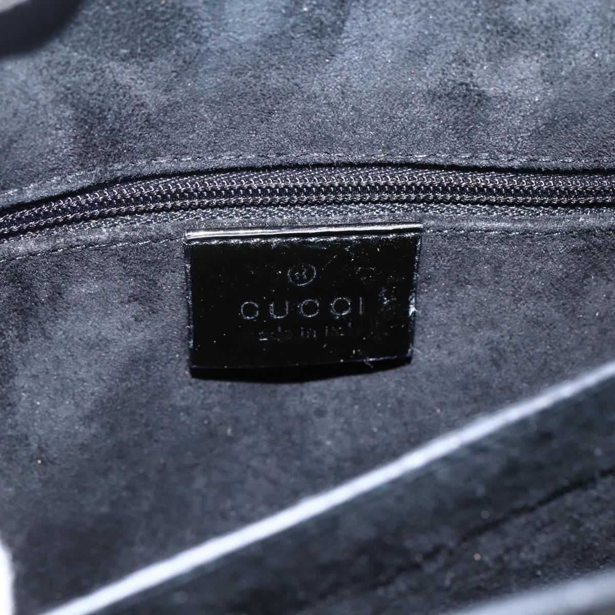 GUCCI Bamboo Hand Bag Patent leather Black 002 1061 Auth 173619