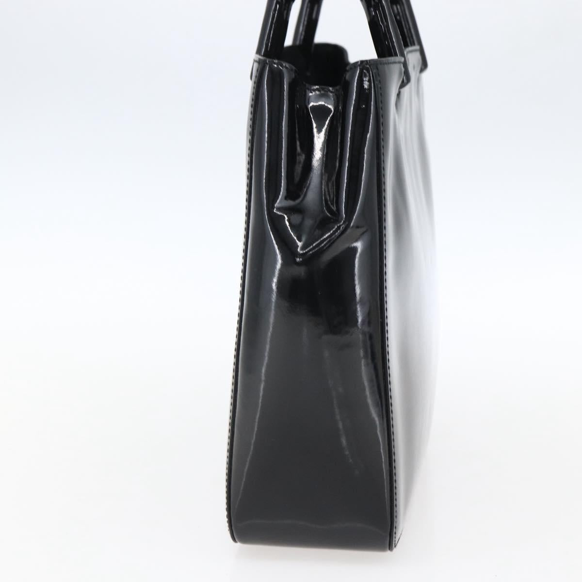 GUCCI Bamboo Hand Bag Patent leather Black 002 1061 Auth 173619