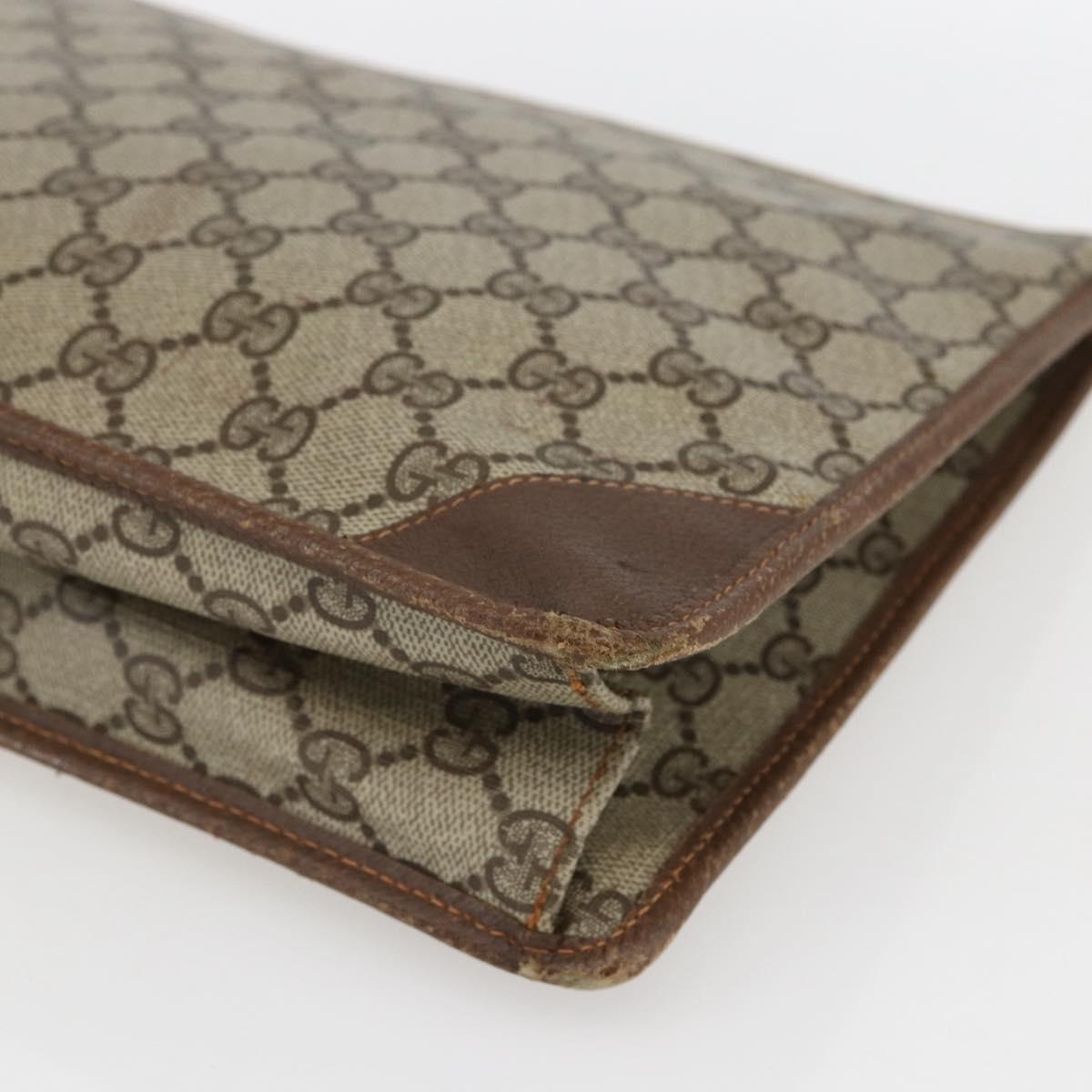 GUCCI GG Supreme Pouch PVC Beige Gold 89 01 029 Auth 173621